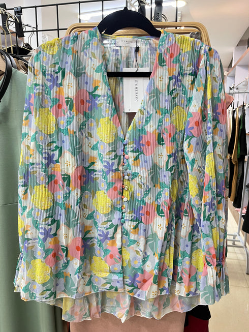 Sprint Floral Print Pleated Shirts